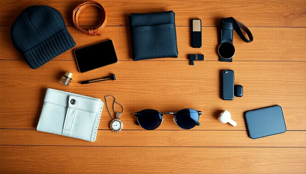 A variety of modern minimalist and bold fashion accessories.