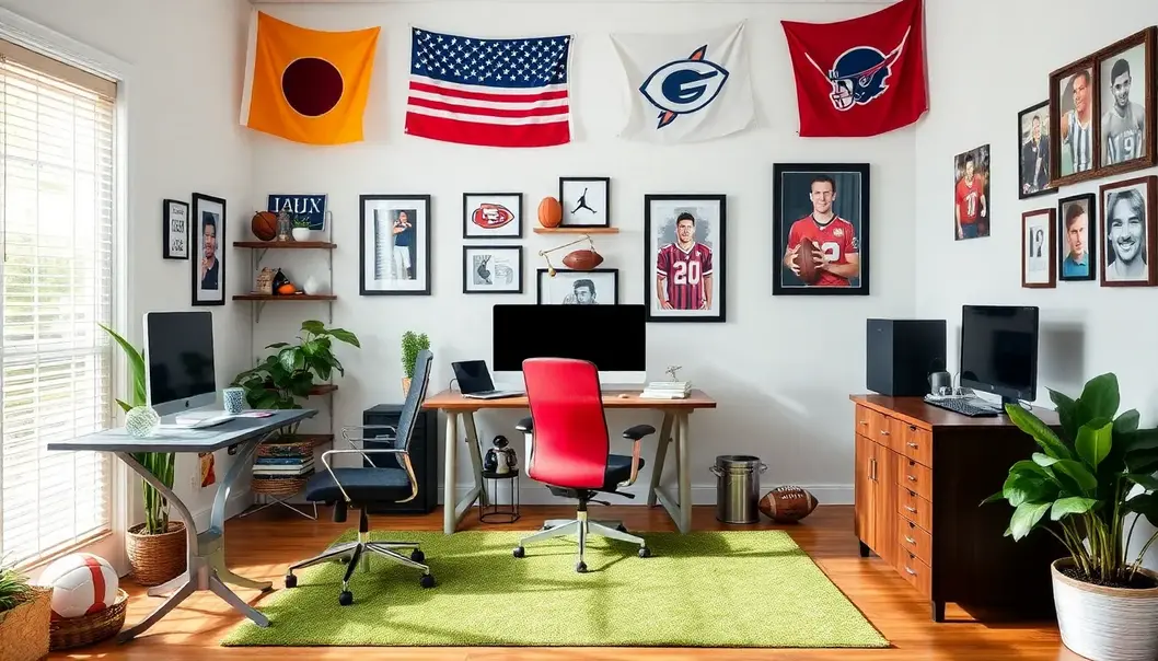 A sports-themed workspace with a gamified daily schedule.